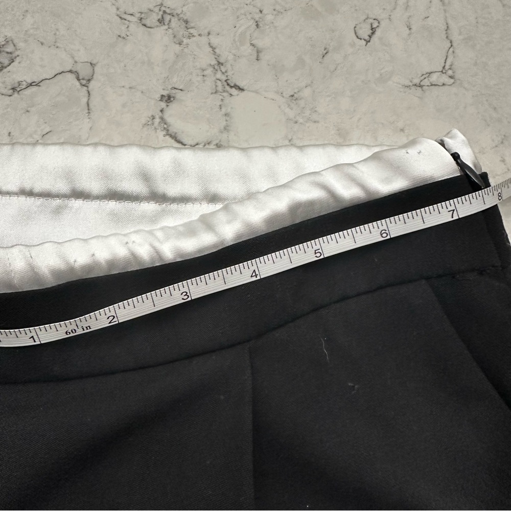 Zara Large Black Dress Pants Wide Leg High Rise White Satin Drawstring Waistband - Picture 4 of 6
